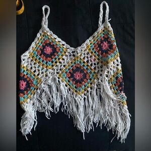 White w/ design Bikini top cover up